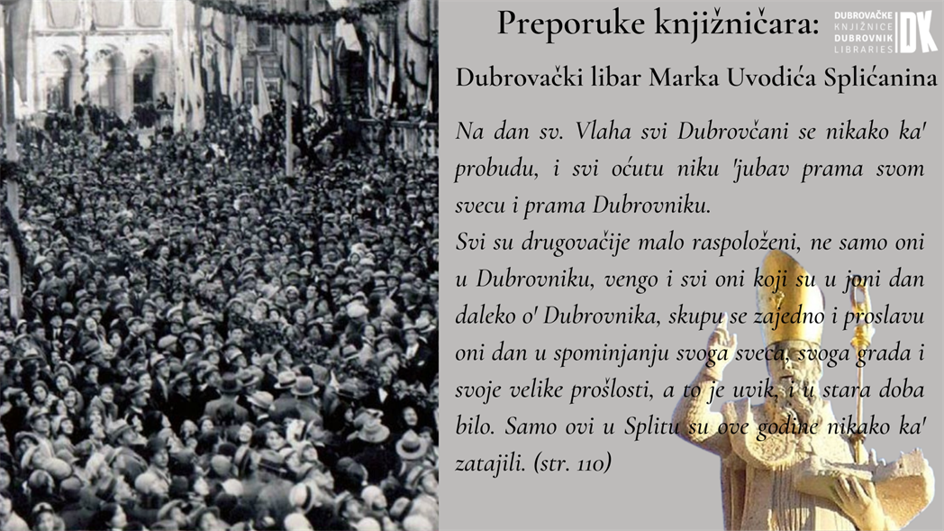 PREPORUKE KNJIŽNIČARA:"Dubrovački libar Marka Uvodića Splićanina"