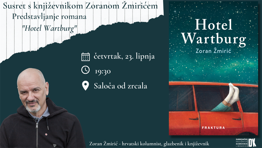 Predstavljanje romana "Hotel Wartburg" Zorana Žmirića u Saloči od zrcala