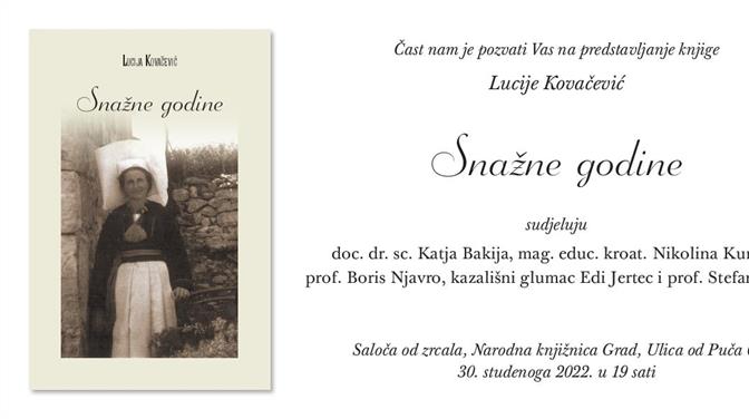 Predstavljanje knjige "Snažne godine" Lucije Kovačević