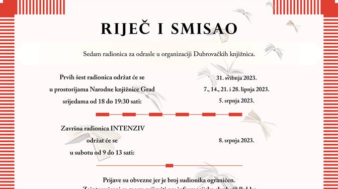 Počinje ciklus radionica "Riječ i smisao"