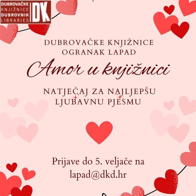 AMOR U KNJIŽNICI Natječaj za najljepšu ljubavnu pjesmu