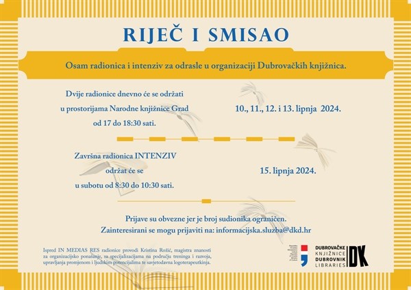 Drugi ciklus radionica: "Riječ i smisao"