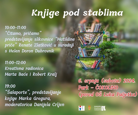SUBOTA U ČOKOLINU Knjige pod stablima s Renatom Zlatković i Markom Gregurom