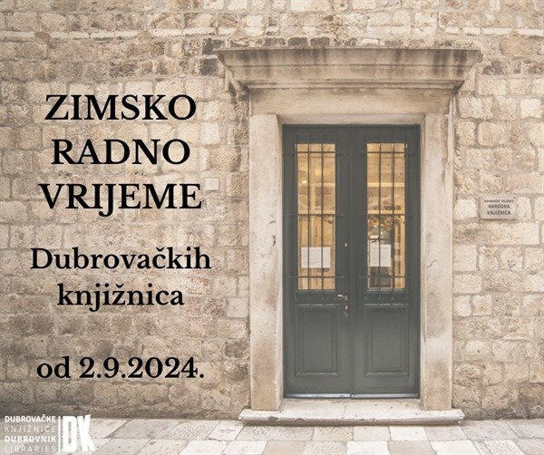 Od 2.9. Dubrovačke knjižnice prelaze na zimsko radno vrijeme