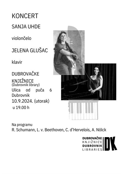 Koncert violončelistice Sanje Božene Uhde i pijanistice Jelene Glušac