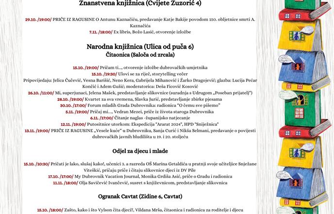 PRIČAJ MI… U DUBROVAČKIM KNJIŽNICAMA Počinje Mjesec hrvatske knjige