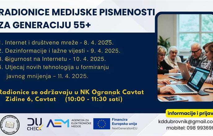 PRIJAVITE SE! Radionice medijske pismenosti za generaciju 55+ u Ogranku Cavtat