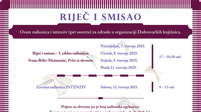 PRIJAVE U TIJEKU! Kreće treći ciklus radionica za odrasle "Riječ i smisao"