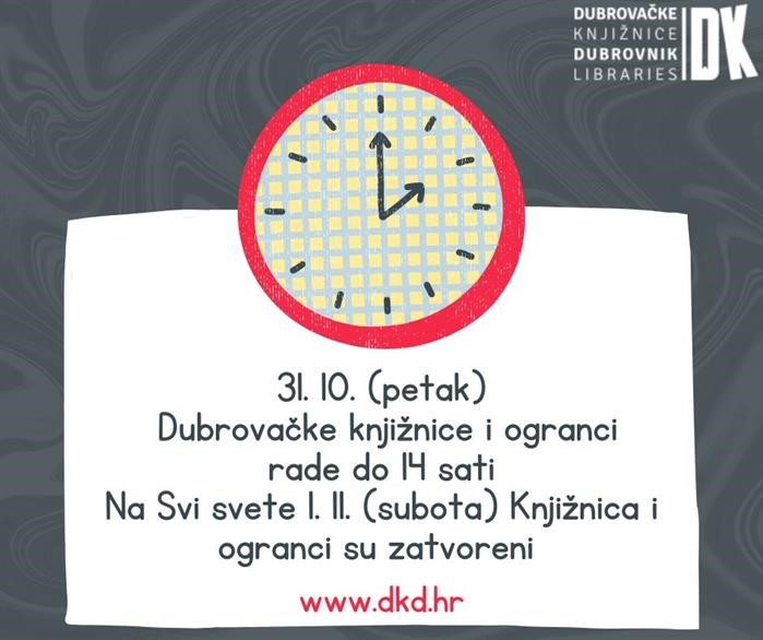 Obavijest o radnom vremenu uoči blagdana Svih svetih