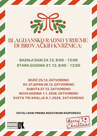 Blagdansko radno vrijeme Dubrovačkih knjižnica