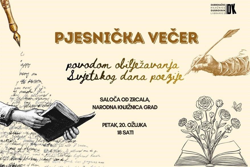 Pjesnička večer u Dubrovačkim knjižnicama uoči Svjetskog dana poezije