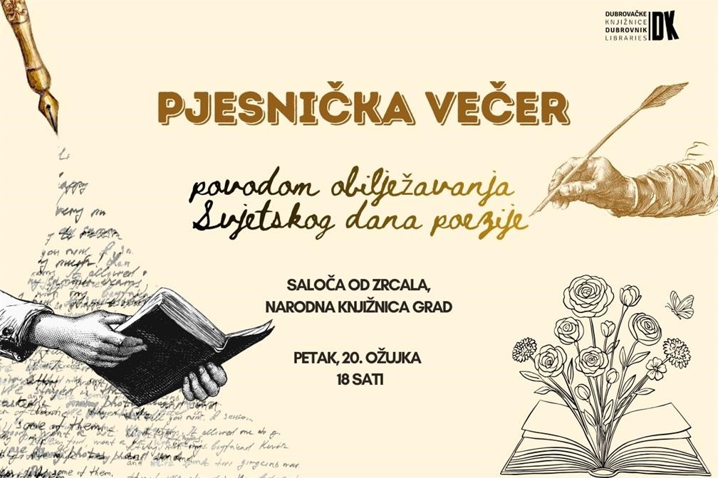 Pjesnička večer u Dubrovačkim knjižnicama uoči Svjetskog dana poezije