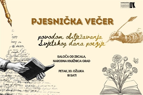 Pjesnička večer u Dubrovačkim knjižnicama uoči Svjetskog dana poezije