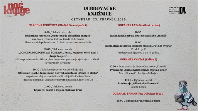 Noć knjige u Dubrovačkim knjižnicama