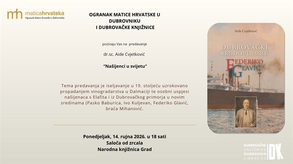 Predavanje dr. sc. Aide Cvjetković: „Našijenci u svijetu” u Narodnoj knjižnici Grad