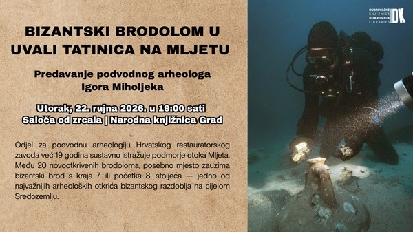 Predavanje Igora Miholjeka: Bizantski brodolom u uvali Tatinica na Mljetu