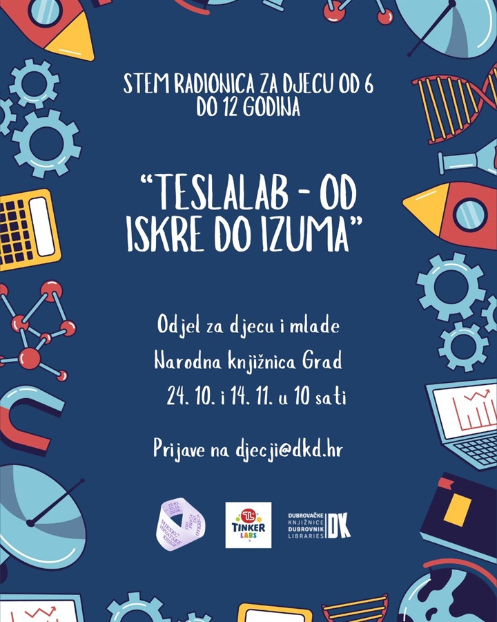 STEM RADIONICA ZA NAJMLAĐE: „TeslaLab – Od iskre do izuma“ na Odjelu za djecu i mlade Narodne knjižnice Grad